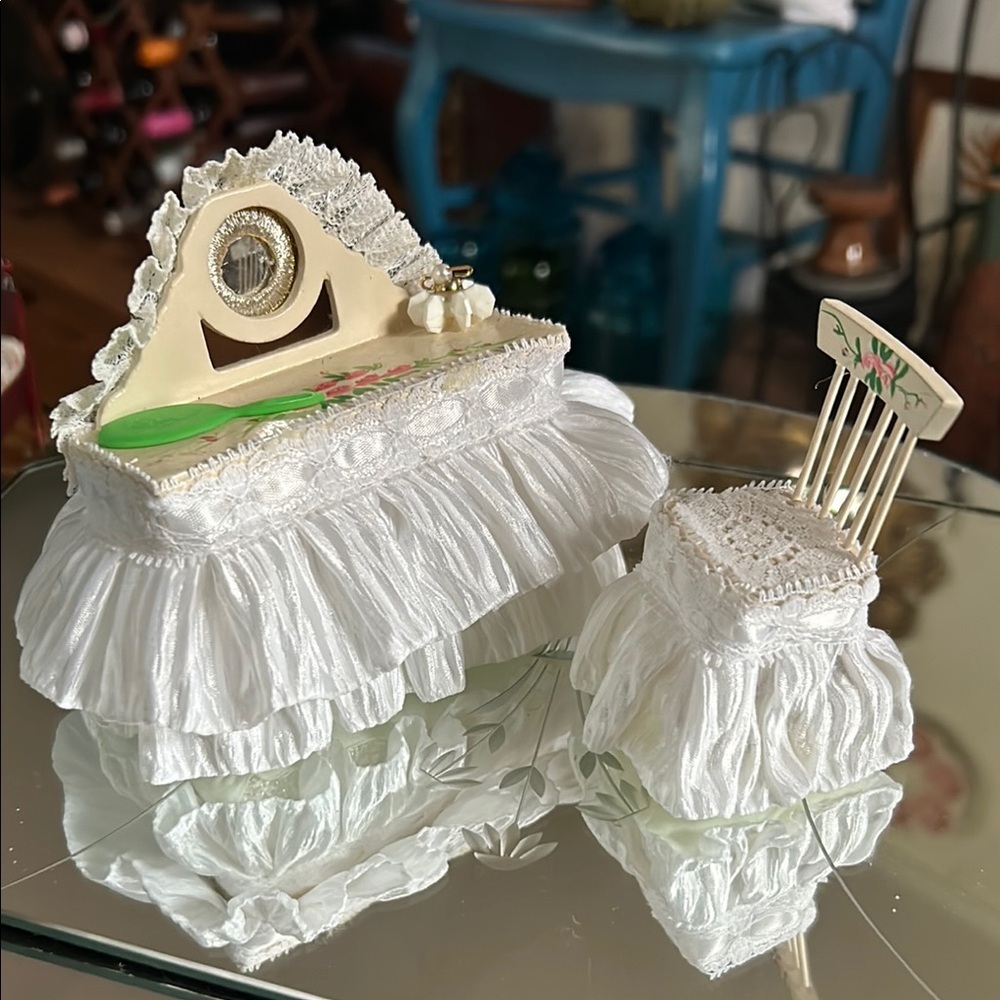 Vintage Dollhouse Vanity and Chair